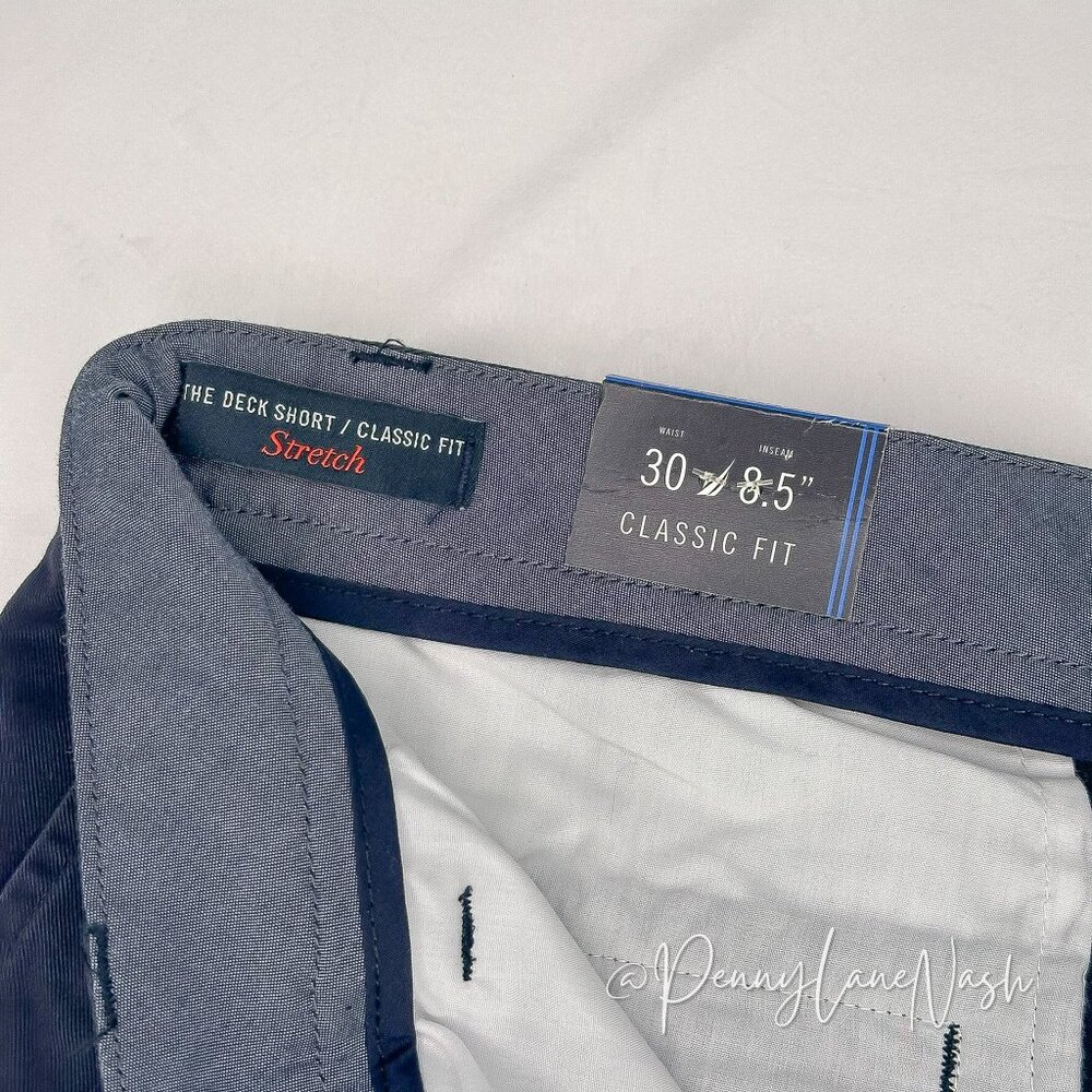NWT Nautica Stretch 8.5" Deck Shorts Size 30 Navy - Picture 10 of 13